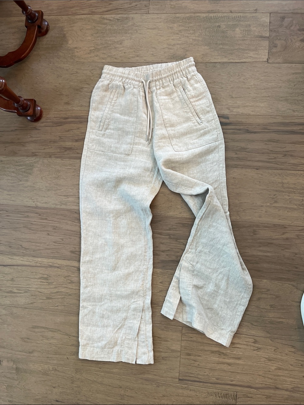 Athleta Retreat linen wide leg pant in undyed size XXS